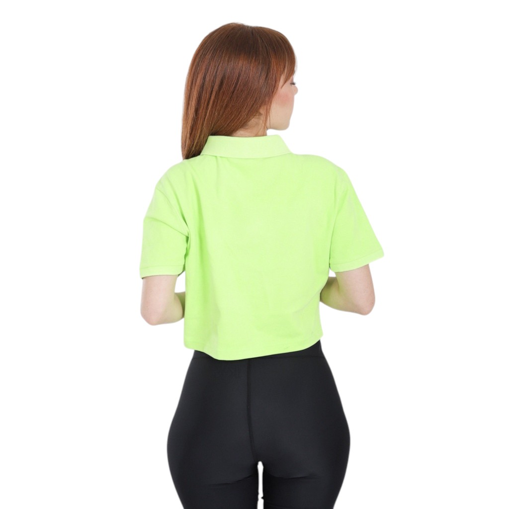 Polo crop femme fluo
