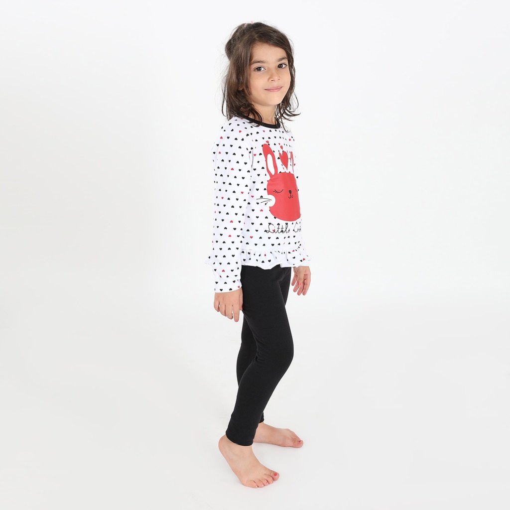 Pyjama fille manches longues avec volant LITTLE CUTIE