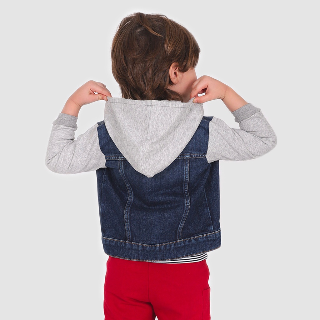 Veste en jeans bébé avec manches et capuche en molleton