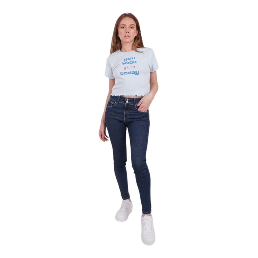 T-shirt crop côtelé femme manches courtes YOU LOOK تحفة TODAY
