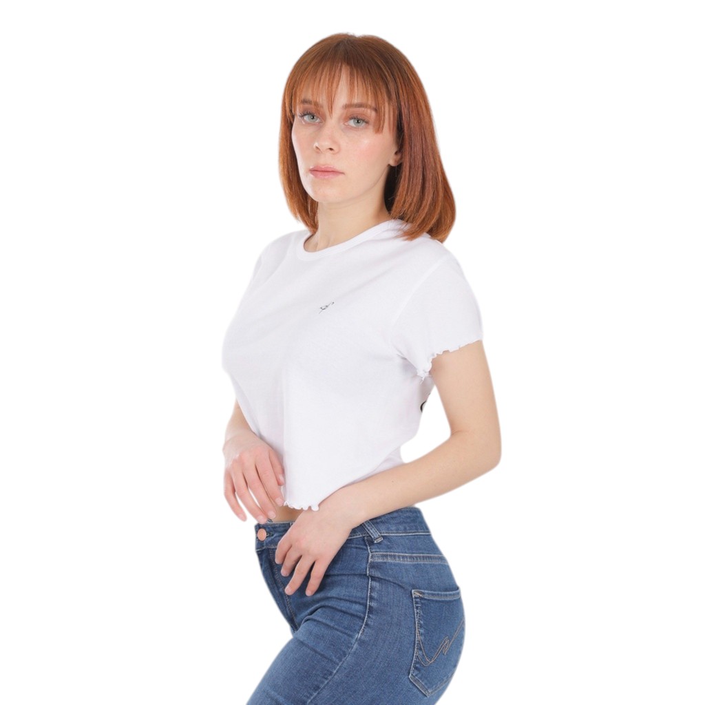 T-shirt crop côtelé femme manches courtes FREEDOM