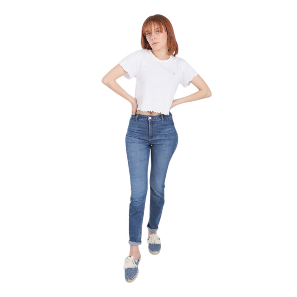 T-shirt crop côtelé femme manches courtes FREEDOM