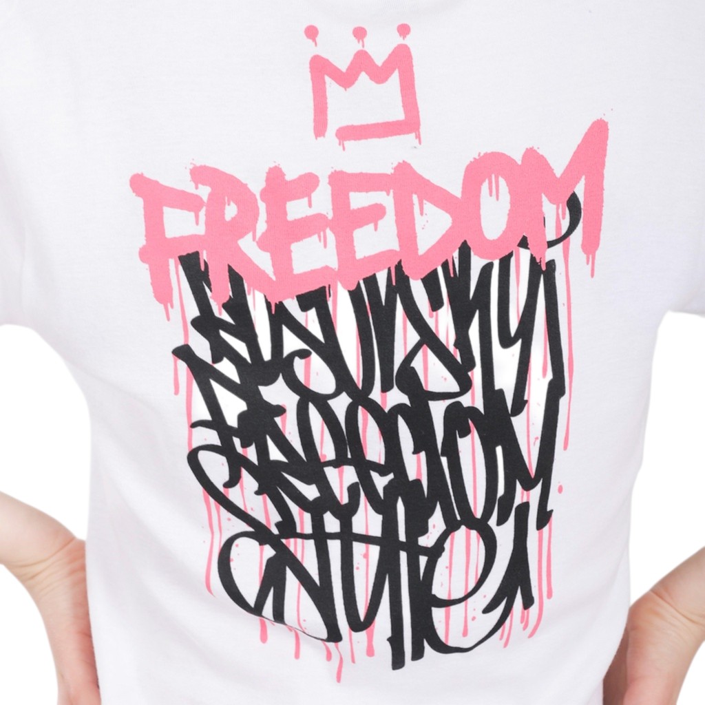 T-shirt crop côtelé femme manches courtes FREEDOM