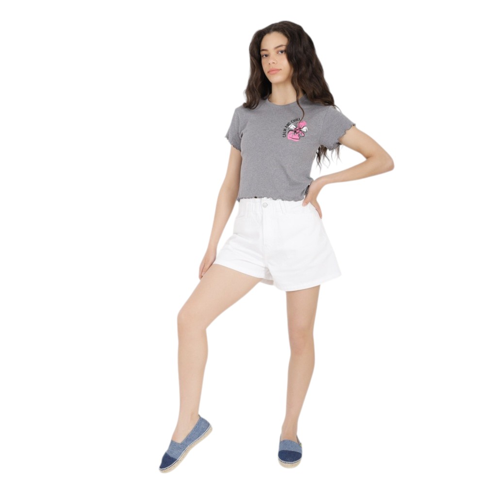 T-shirt crop côtelé femme manches courtes CALM AND CHILL