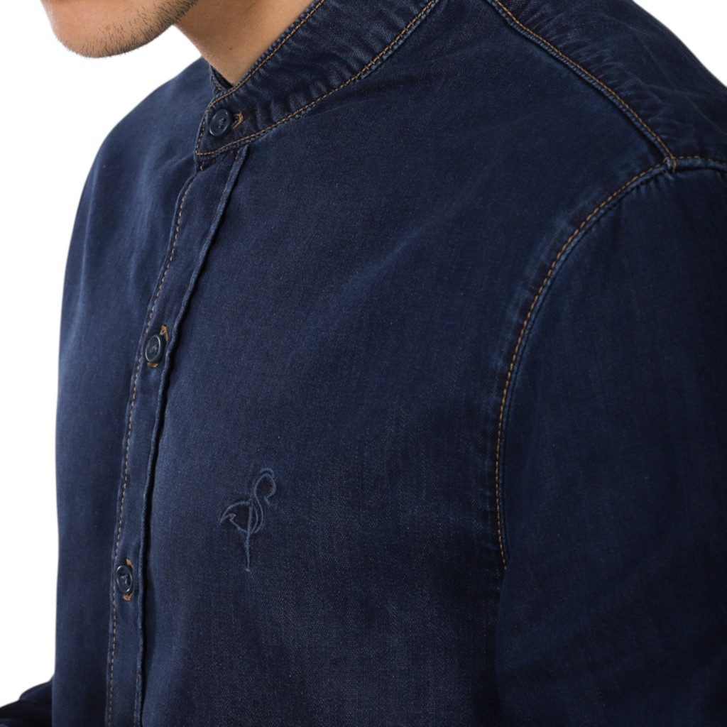 Chemise col tunisien homme en jeans - TAMIM