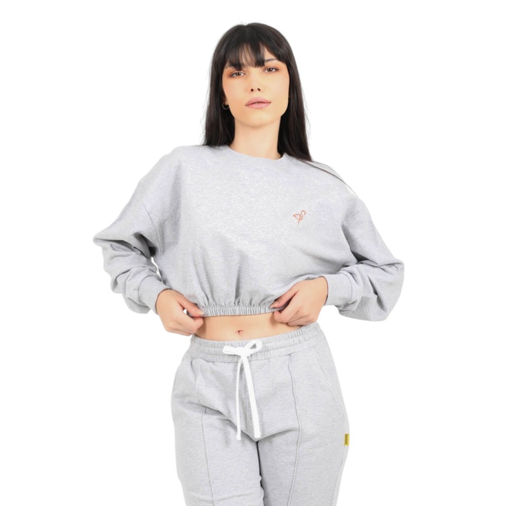 Sweat crop femme avec broderie