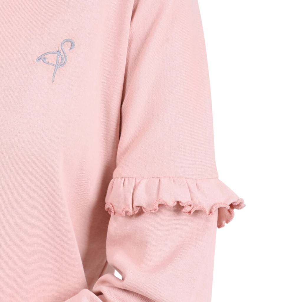 Pyjama côtelé femme manches longues avec volant