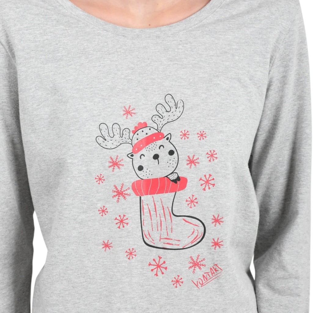 Pyjama femme manches longues CHAUSSETTE DE NOËL