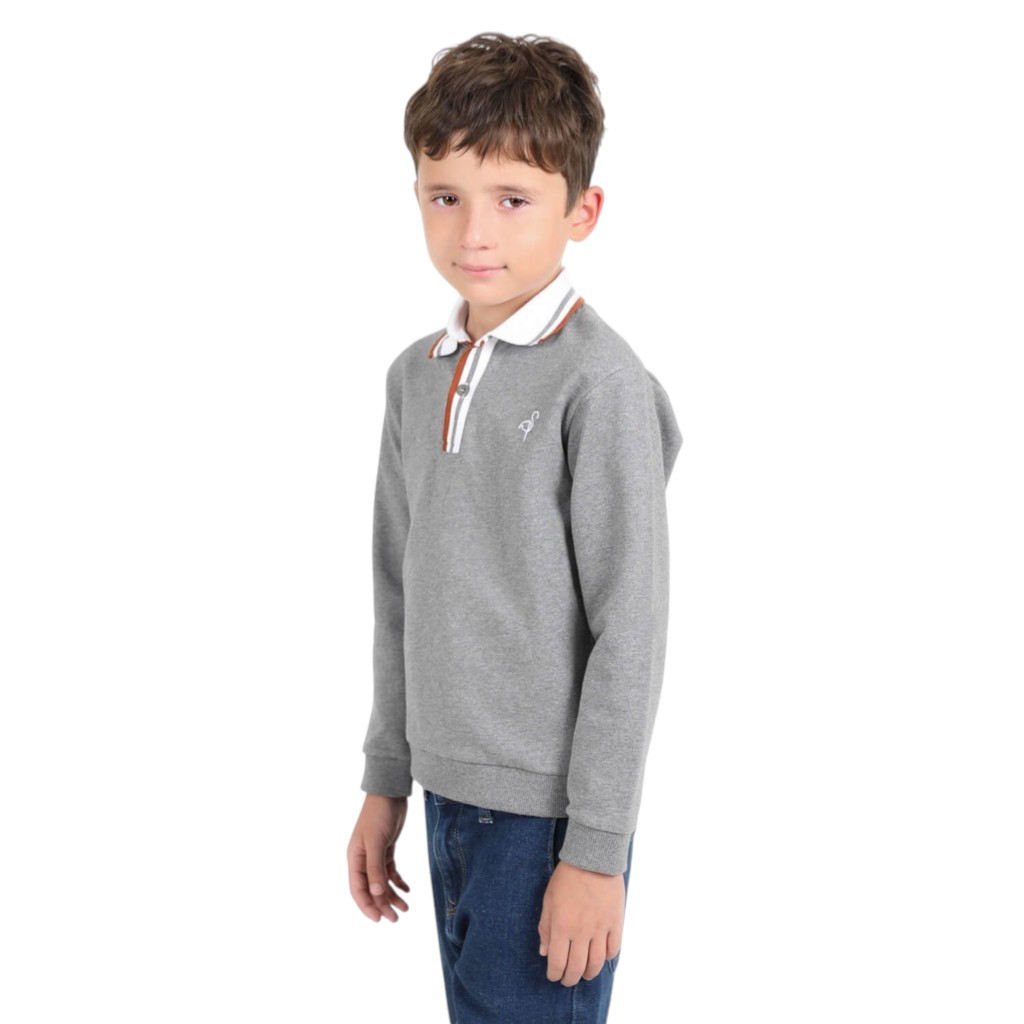 Sweat polo garçon avec broderie