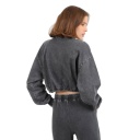 Sweat crop délavé femme col cheminé
