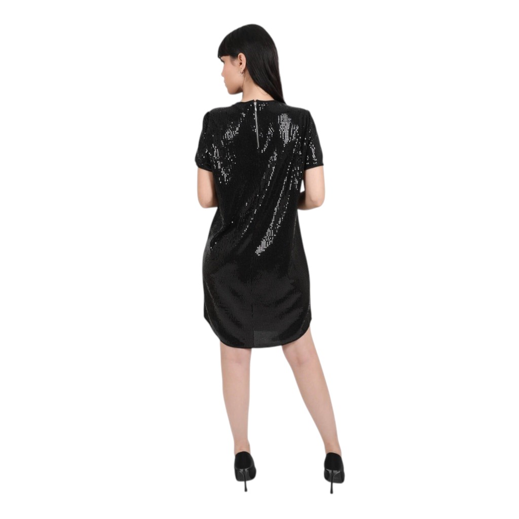 Robe mini en sequin femme manches courte