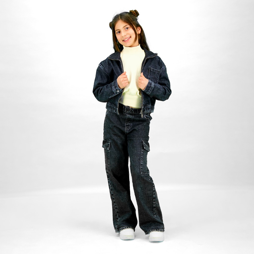 Zipped cropped jacket fille avec bas élastique