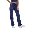 Jogger délavé jambe droite femme avec poches plaquées