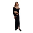 Top côtelé femme manches longues croisé