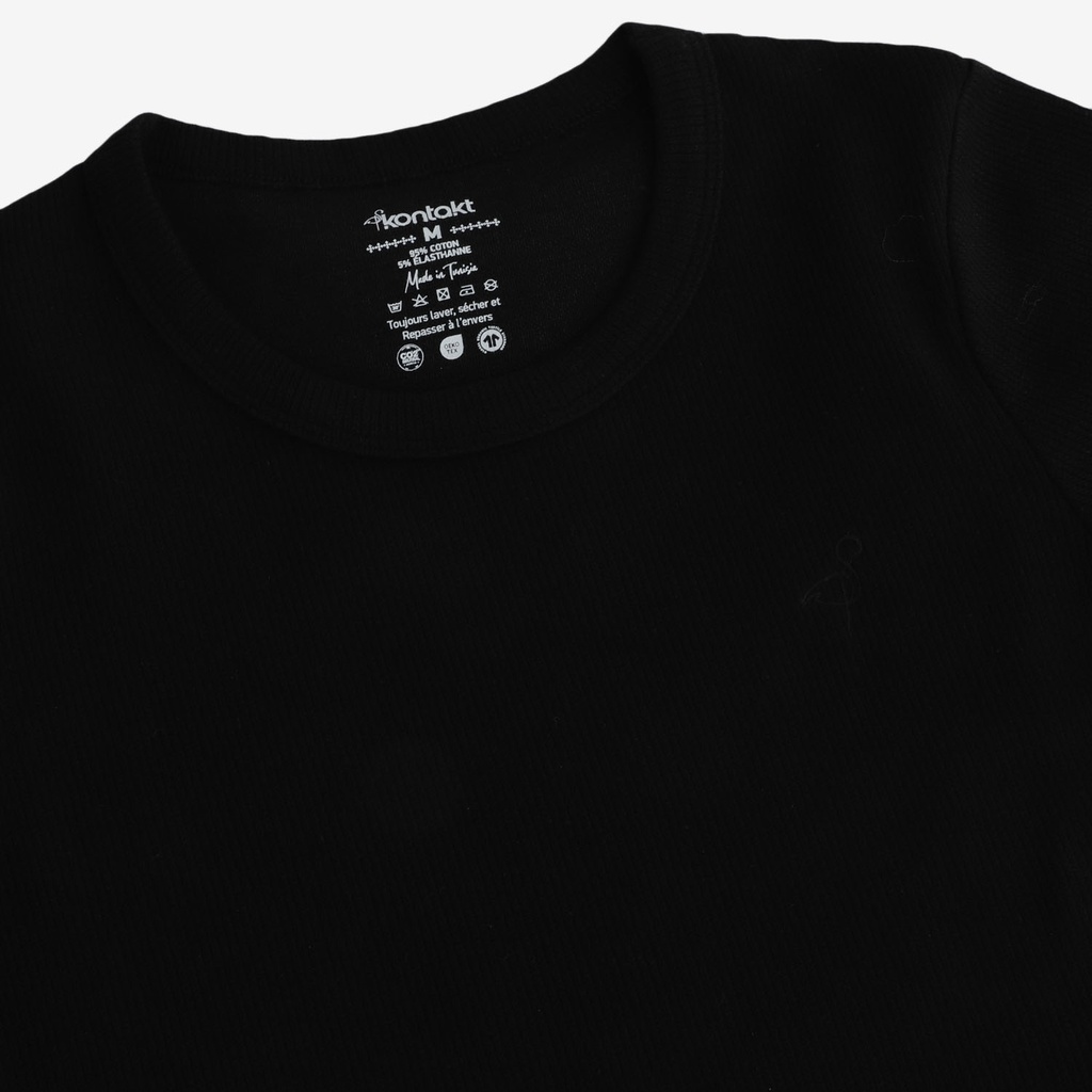 T-shirt côtelé sur taille femme manches courtes