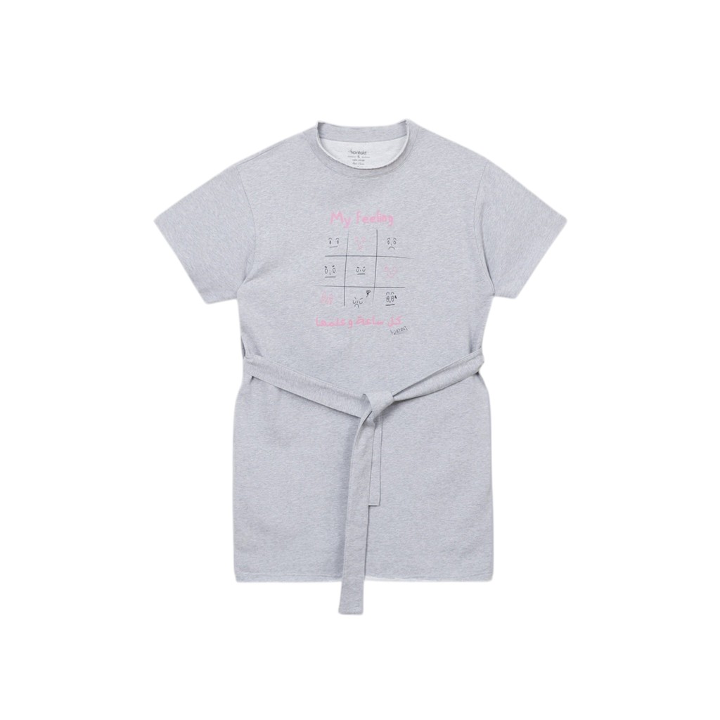 Robe femme manches courtes avec ceinture à la taille كل ساعة و علمها