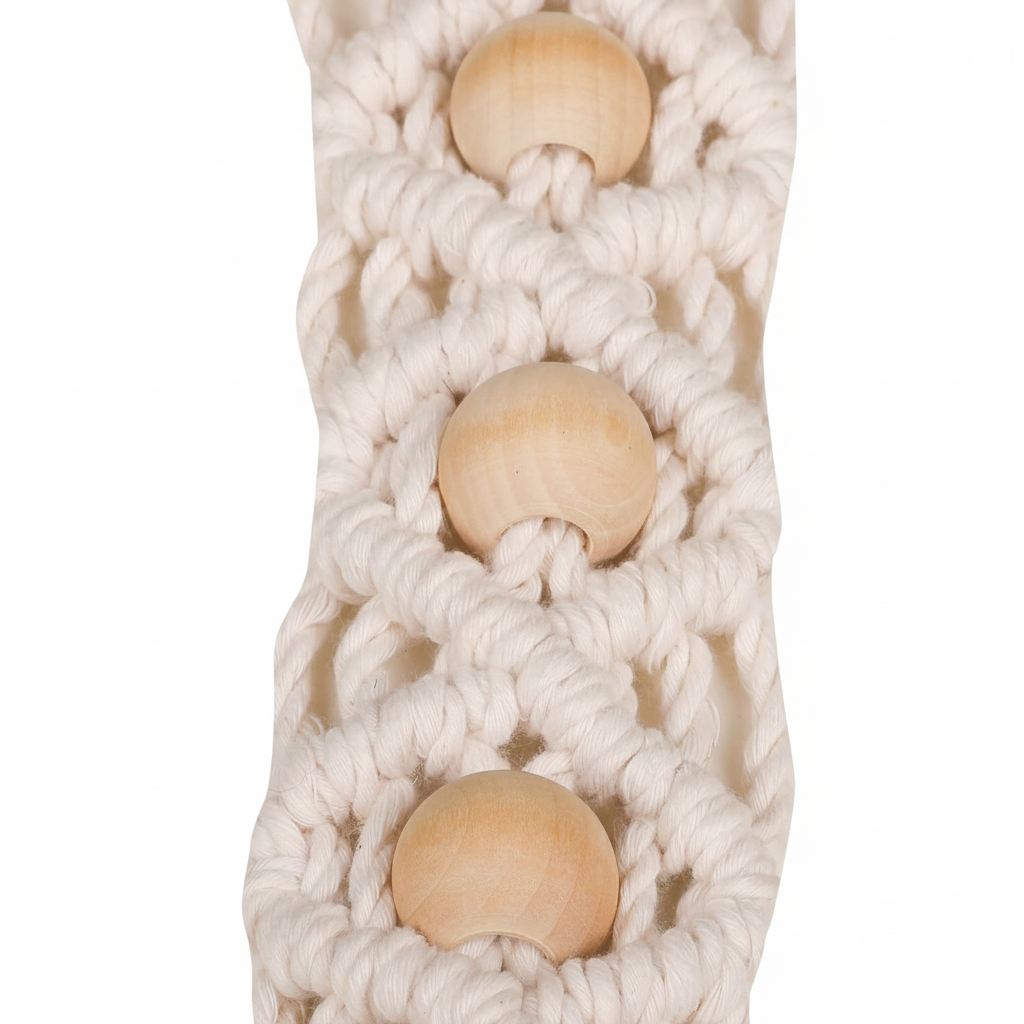 Bandoulière macramé  avec perles en bois