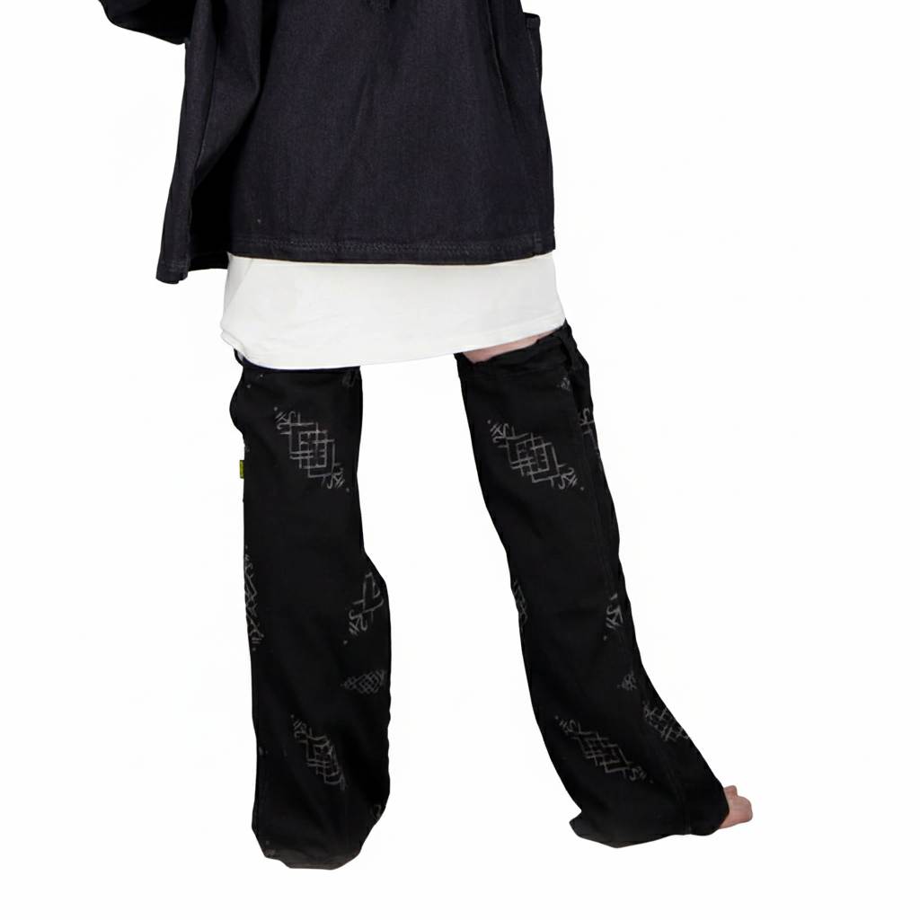 Jambiéres unisexe en jeans IMPRIME BERBERE HEAVY PRINT AND LASER TNFW