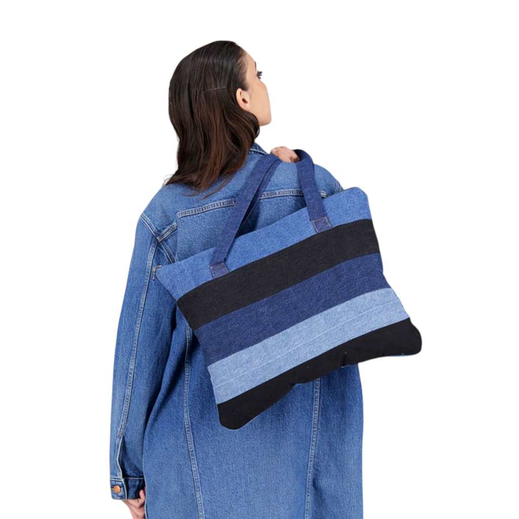 Coussin &amp;Tote bag format 49/39 en jeans Modular TNFW