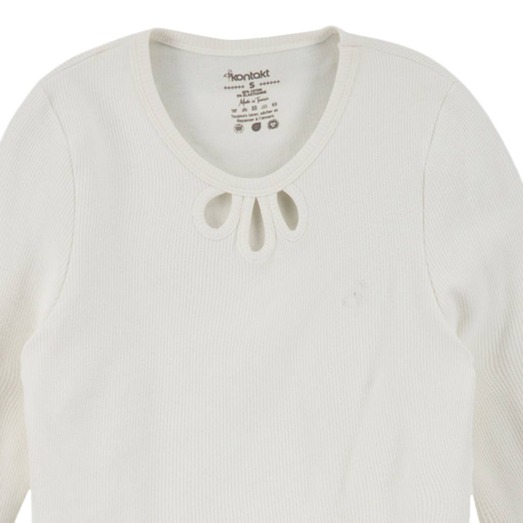 T-shirt côtelé femme manches longues avec cut out fleur