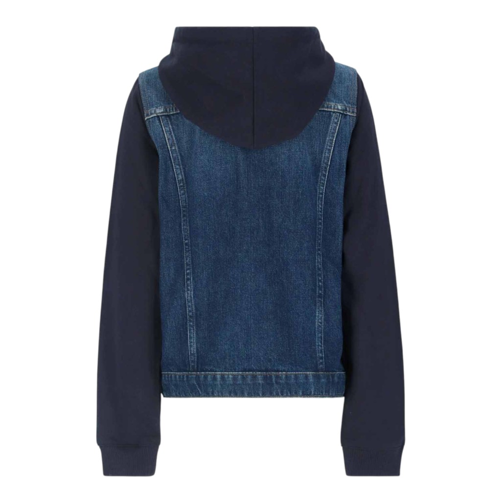 Veste unisexe en jeans avec manches et capuche en molleton
