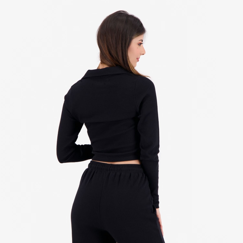 Polo côtelé femme manches longues