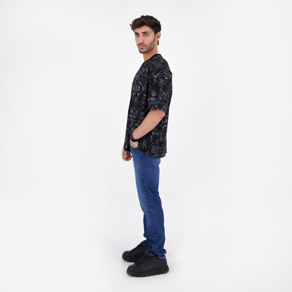 T-shirt oversized homme manches courtes imprimé all over