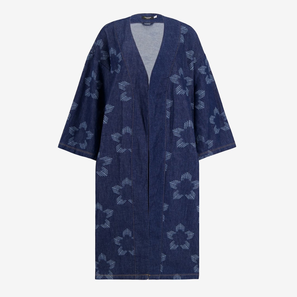 Kimono femme en jeans avec laser all over - KARAMA