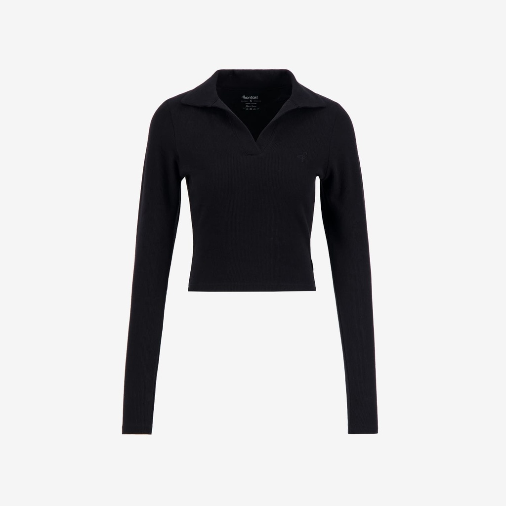 Polo côtelé femme manches longues