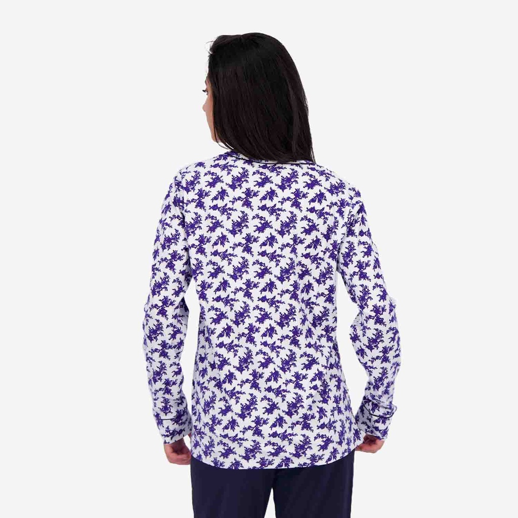 Pyjama femme manches longues avec patte boutonnée