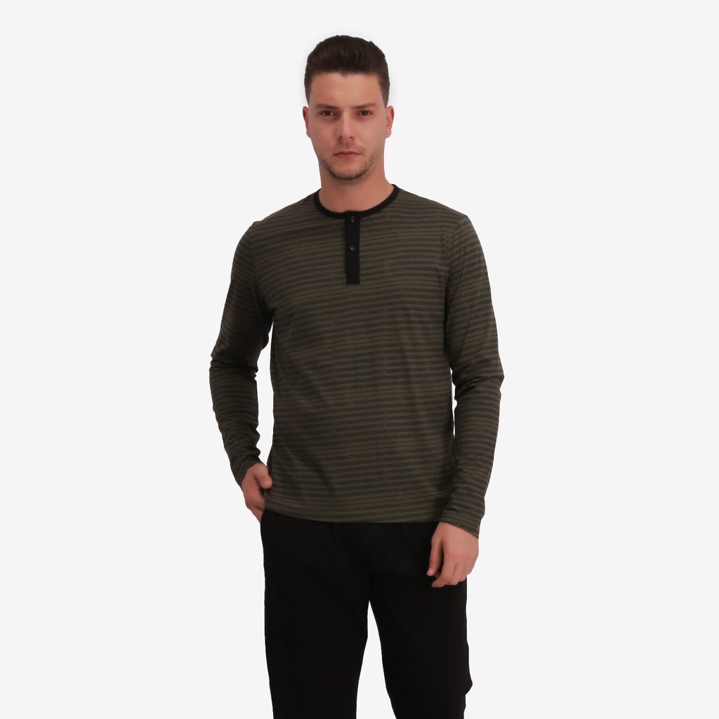 Pyjamas homme manche longue avec pate de boutonnage