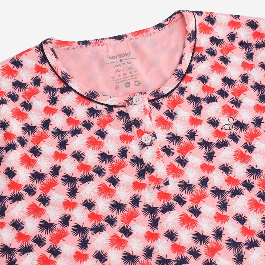 Pyjama femme manches longues avec patte boutonnée