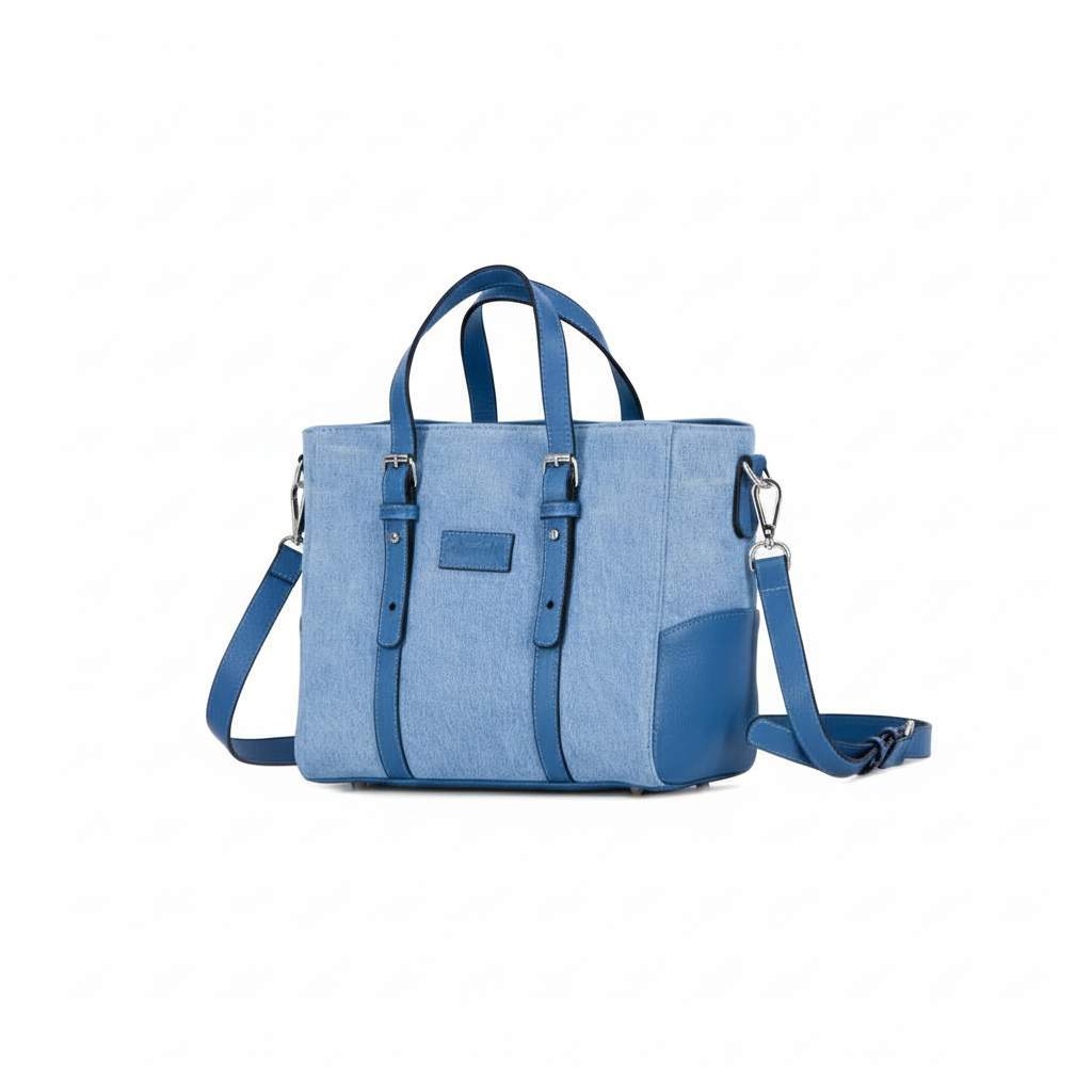 Mini cabas femme en jeans et cuir