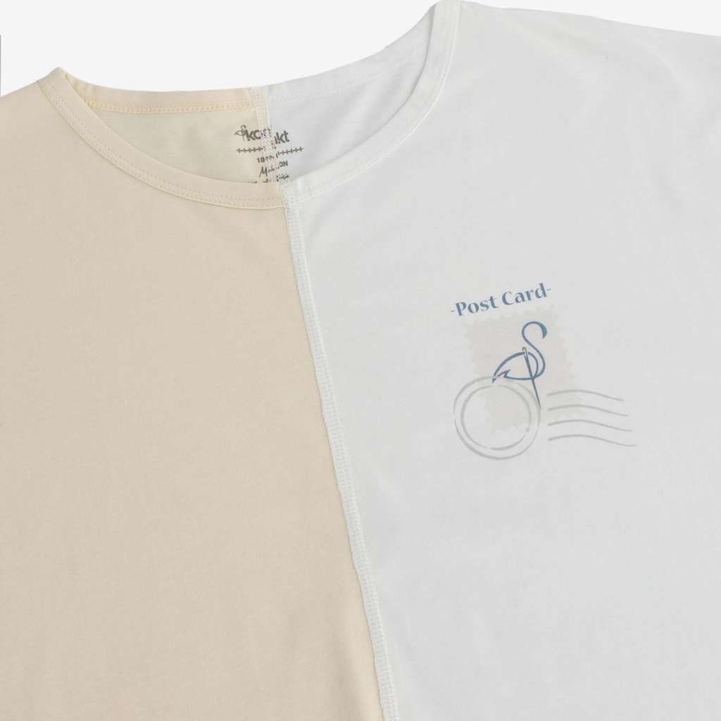 Upcycling t-shirt crop femme manches courtes POSTCARD &amp; WARNING VERSION 2