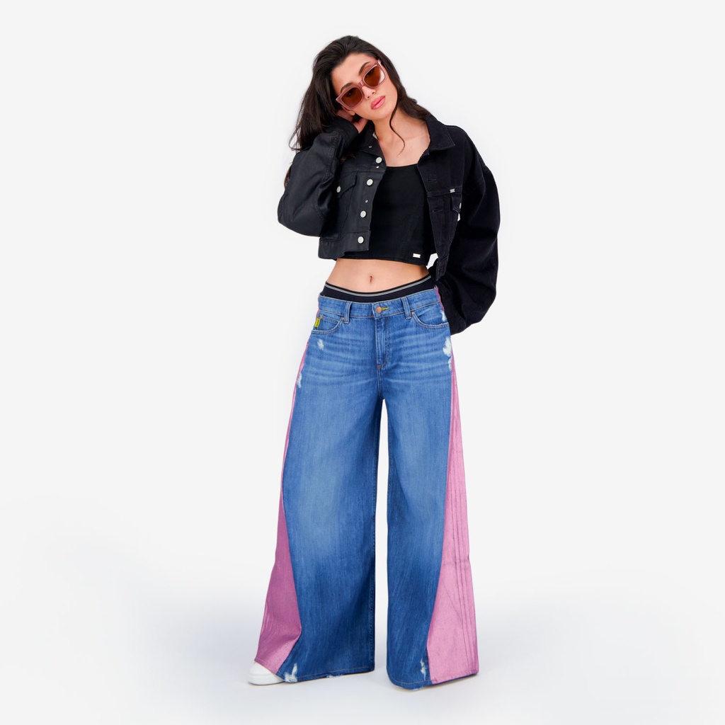 Upcycling cropped jacket femme bi-couleur KINDA V1