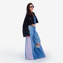 Upcycling cropped jacket femme bi-couleur KINDA V2