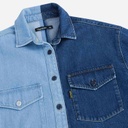 Upcycling chemise oversized femme en jeans bi-couleur - SHER V1