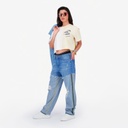 Upcycling straight jeans femme bi-couleur - SARRA