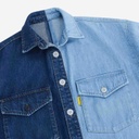 Upcycling chemise oversized femme en jeans bi-couleur - SHER V2