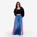 Upcycling wide leg jeans femme bi-couleur -WIDED
