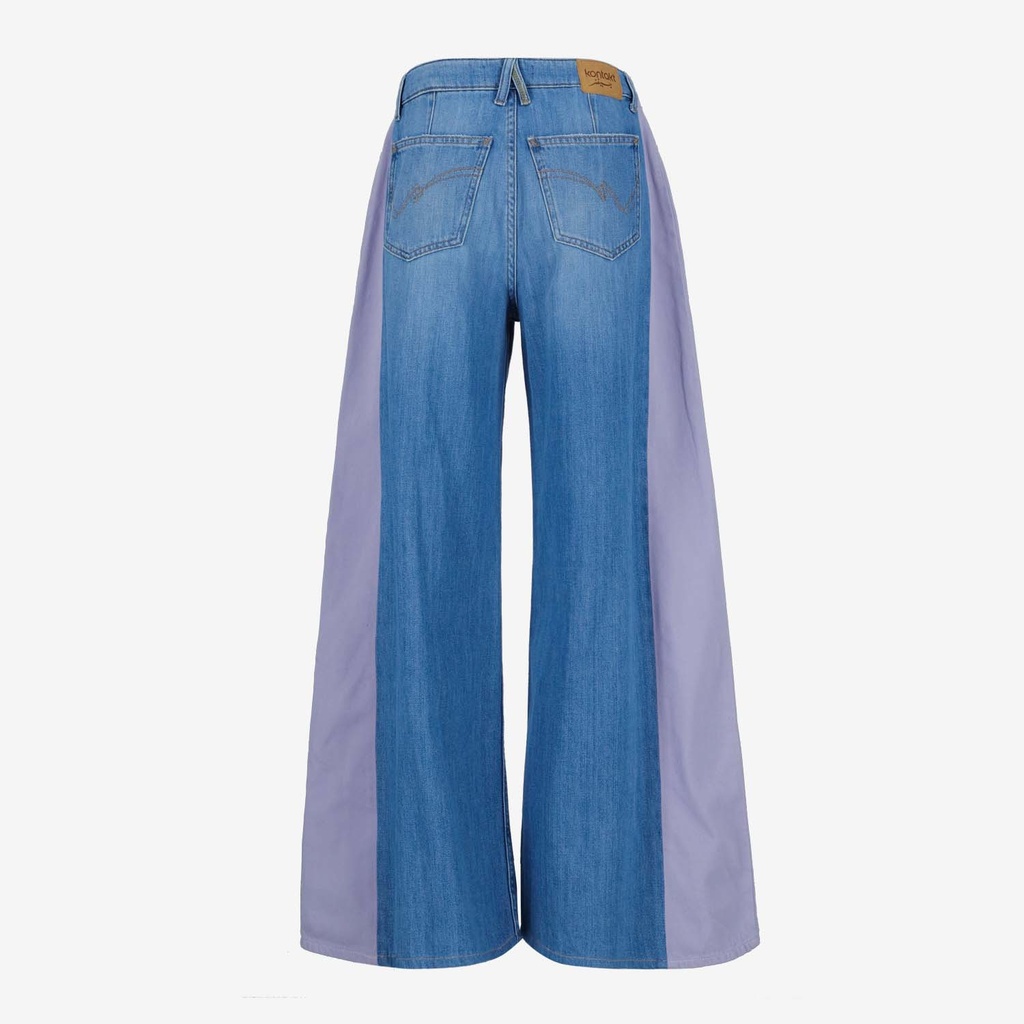 Upcycling wide leg jeans femme bi-couleur - WIDED
