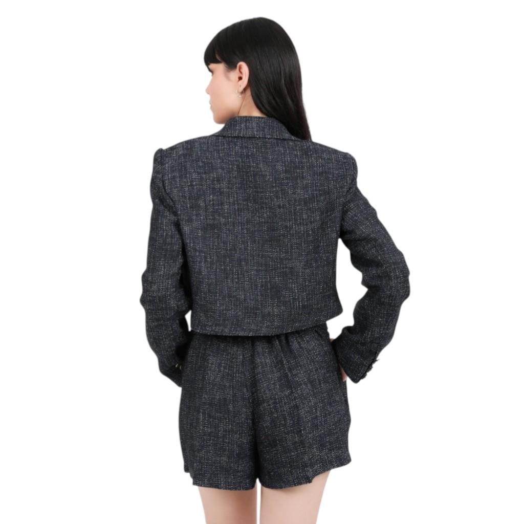 Blazer crop femme en tweed