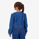 Blouse fille boutonnée avec volant