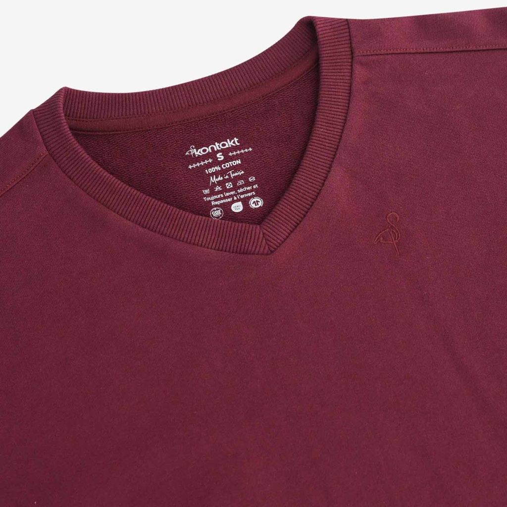 Sweat femme col V avec broderie