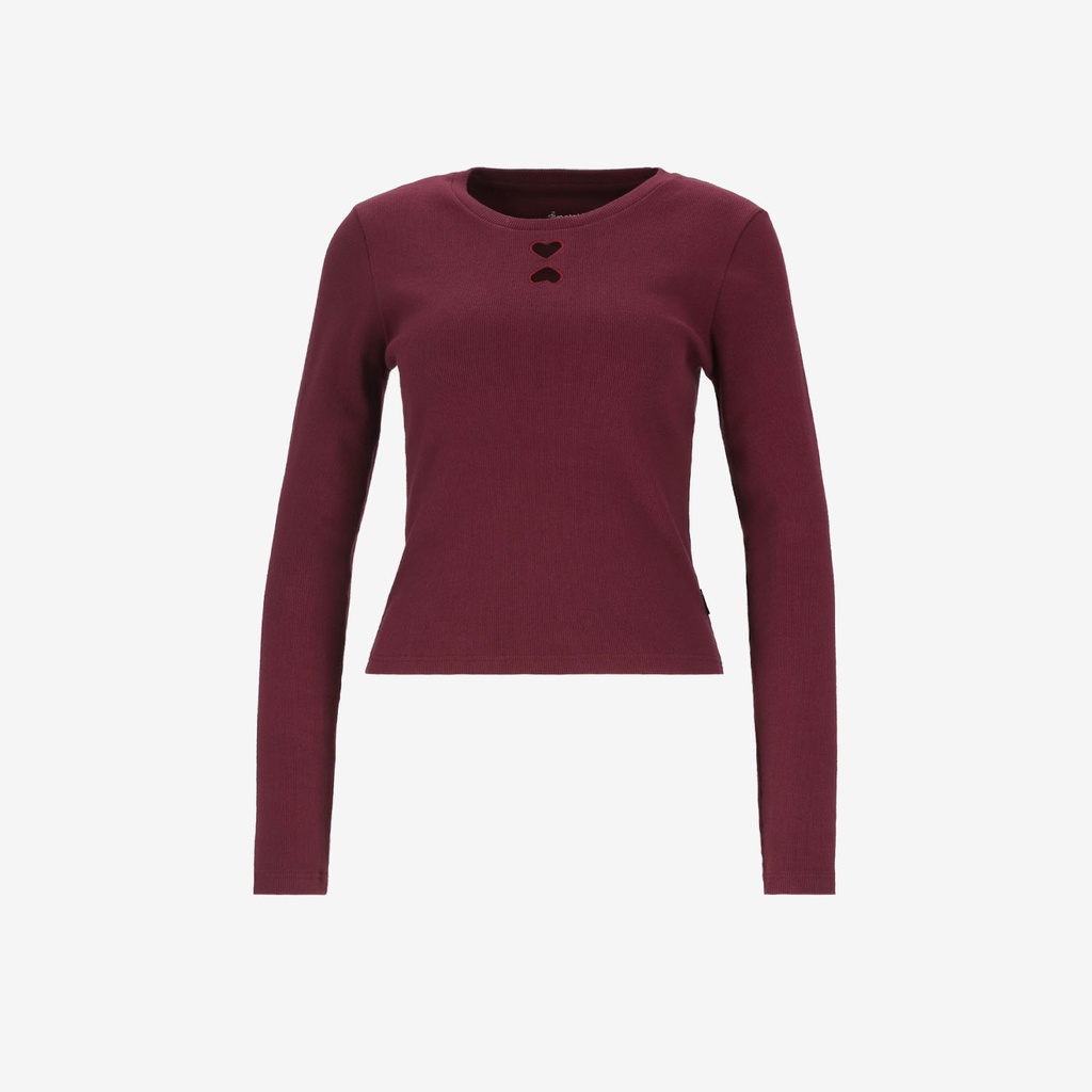 T-shirt côtelé femme manches longues avec cut out Coeur