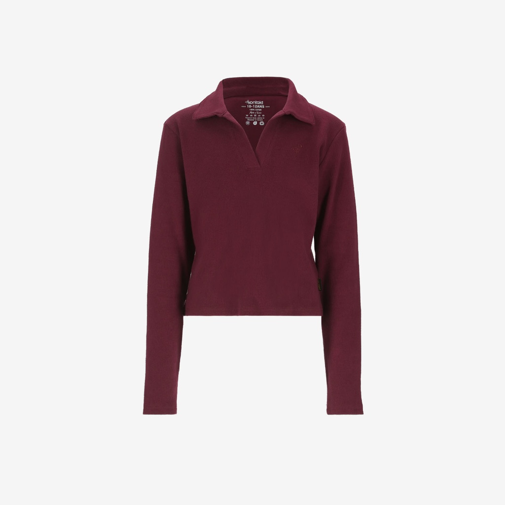 Polo côtelé fille manches longues