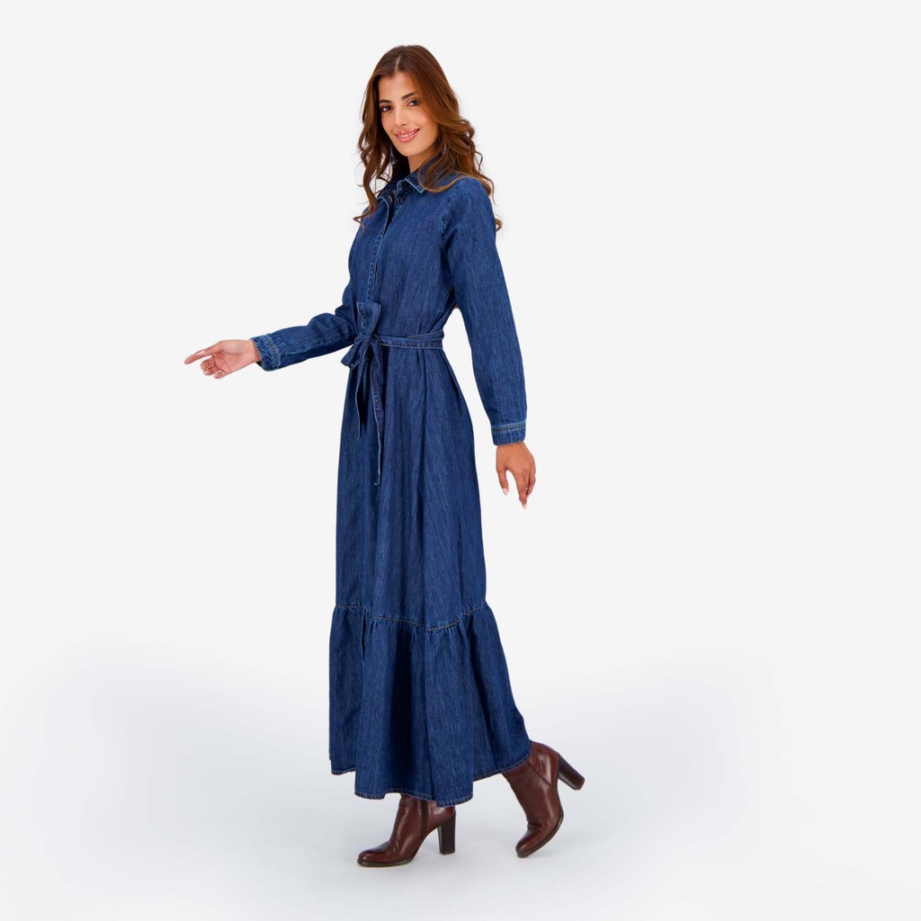 Robe longue femme  avec volants et Broderie ROKIA