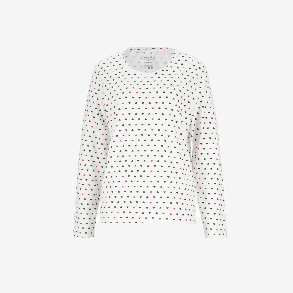 Pyjama femme manches longues imprimé cœur
