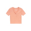 T-shirt femme manches courtes col tunisien