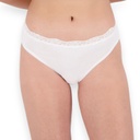 Lot de 2 Slips taille haute femme bords dentelle en coton stretch
